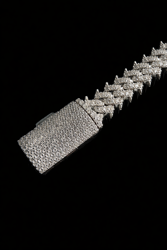 Gelati's "La Punizione" Spiked Diamond Bracelet - FL-IF ( Flawless ) Lab Moissanite & Solid 925 Sterling Silver with 18k Solid Vermeil Gold Inserts