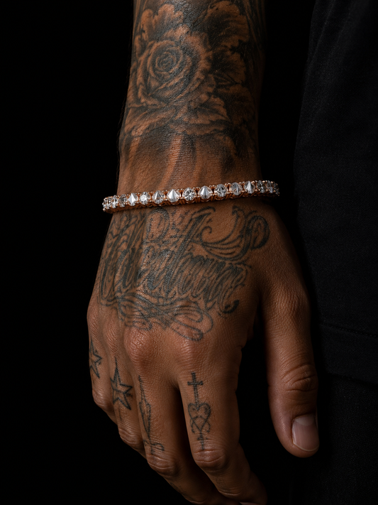 "La Punizione" Spiked Diamonds™ FL–IF D/F Lab Moissanite Tennis Bracelet – 18K Vermeil Gold & 925 Sterling Silver