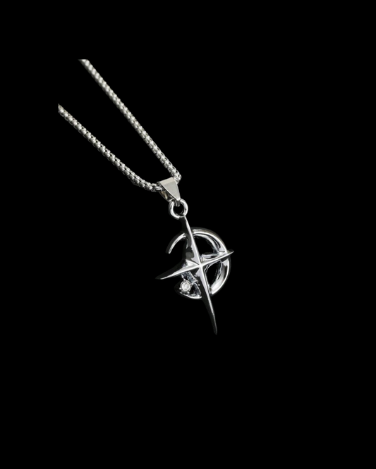 Gelati's Deathstar Carbon Diamond Titanium & 18k Vermeil Gold Layers Pendant & Free Titanium Silver Chain