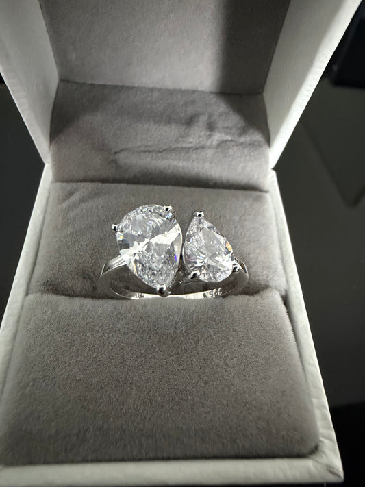 Gelati's Fancy Mixed Baguette & Pear Cut Eternity Ring CB/DVVS-1 Lab Moissanite in 925 Sterling Silver & 18K Vermeil White Gold