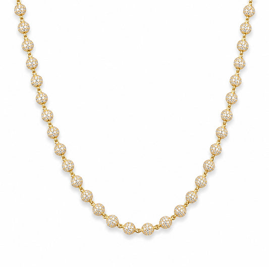 SIGNATURE DVVS-1 LAB MOISSANITE DIAMOND BEADS LINK CHAIN IN TITANIUM - STERLING SILVER & 18K VERMEIL WHITE GOLD INLAY