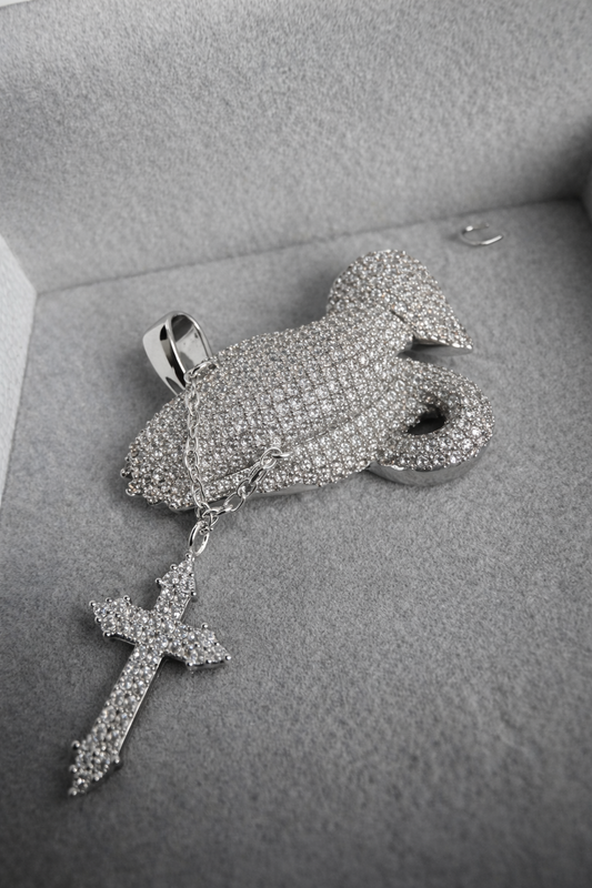 Gelati's Limited "Prey On The Weak" Carbon Diamond Pendant in solid titanium & 18k Vermeil Inserts + 3mm Silver Chain Included