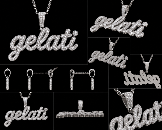 Custom “Handsign Letter” Carbon Diamond Pendant – Titanium & 18K Vermeil Gold (Free Chain Included)