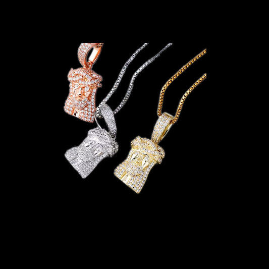 Gelati's Classic 925 Silver Jesus Piece Diamond Pendant Necklace
