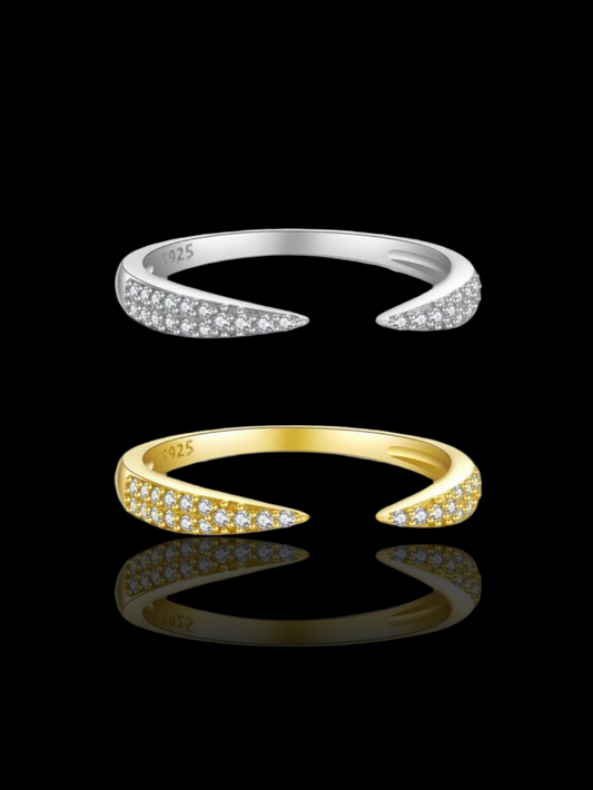 Gelati's Fang Of Ice VVS1 D-Color Moissanite Diamond Eternity Band in 925 Sterling Silver & 18k Vermeil Gold Accents