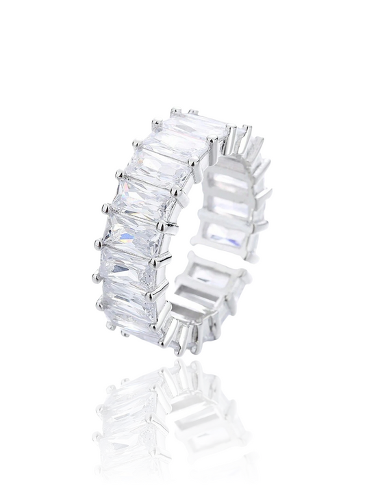 Gelati's Baguette Resizable Carbon Diamond Ring in Solid Titanium & 18k Vermeil Gold Inserts