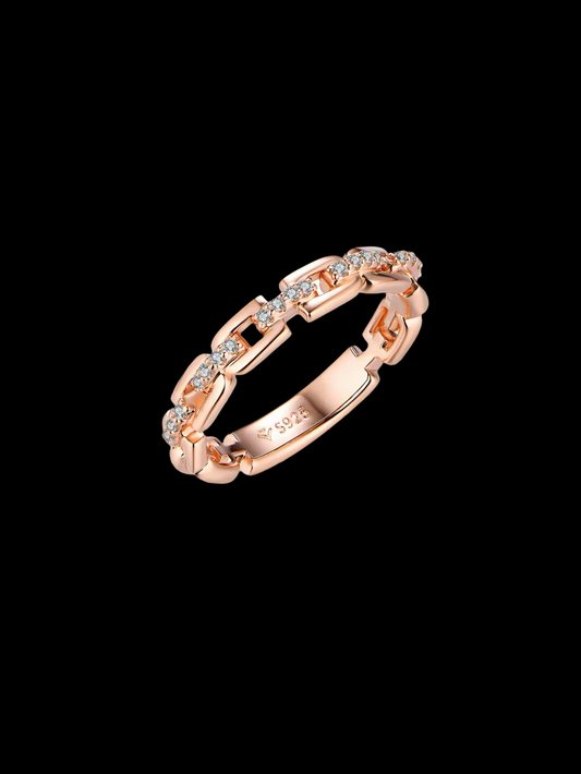 Gelati's Chained Micro Pave Diamond Band in 925 Sterling Silver & VVS1 Moissanite