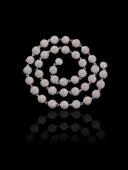 Gelati's Signature Micro Pave Flawless 10MM Diamond Beads Necklace in Solid Titanium & 18K Vermeil Gold Inserts