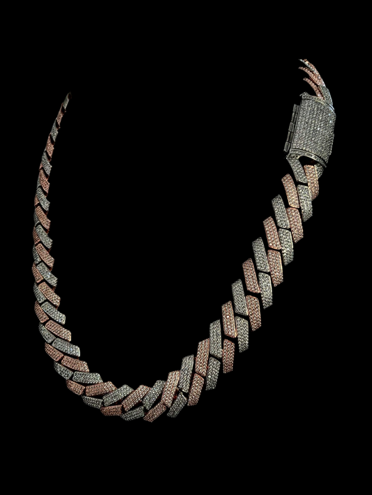 Colossus Two Tone Cuban Necklace – Carbon Diamonds, Titanium & 18K Vermeil (20MM)