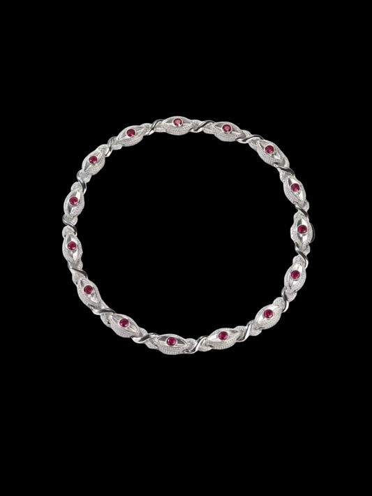 Gelati's Ruby Devil Eye Bracelet in Solid Titanium & 14k Vermeil Gold Inserts