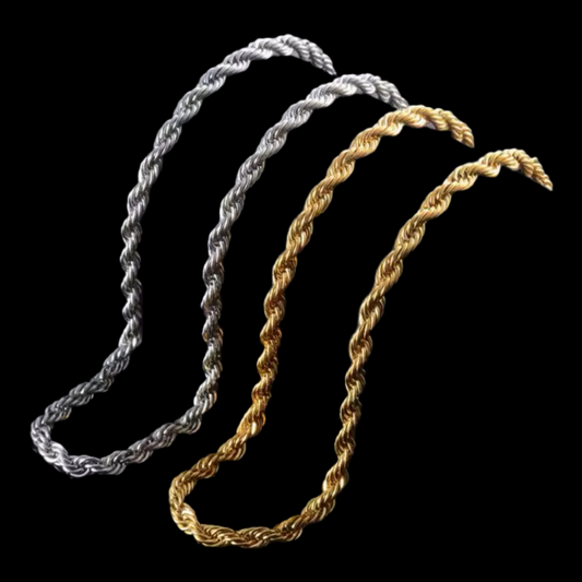 Gelati's Classic 3MM Rope Chain In Sterling Silver & 18k Vermeil Gold Inserts