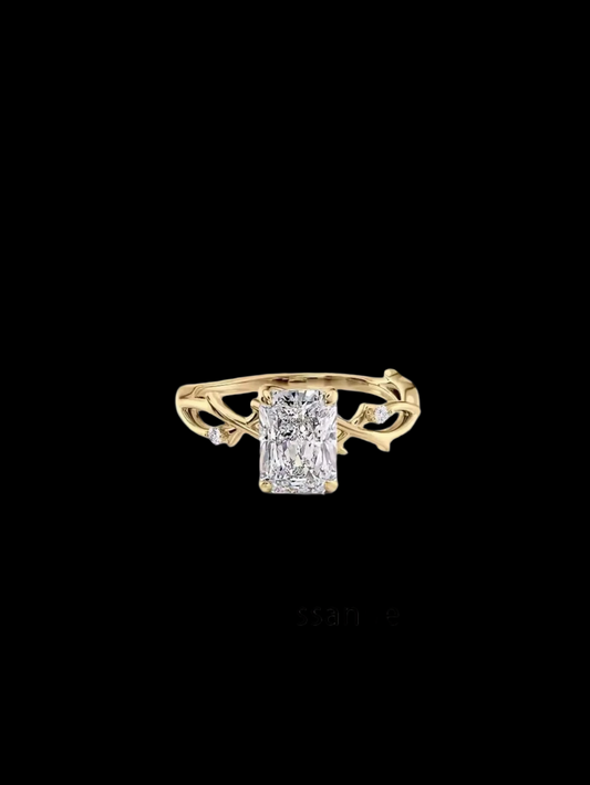 Gelati's Rebirth VVS1 Moissanite Diamond Baguette Cut Eternity Ring in Sterling 925 Silver & 18k Vermeil Gold Inserts
