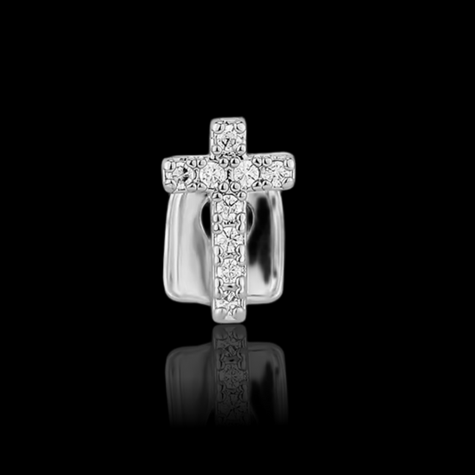 Gelati GRILLZ Diamond Cross Invisible Toothcap in solid Titanium & 18k Vermeil Gold
