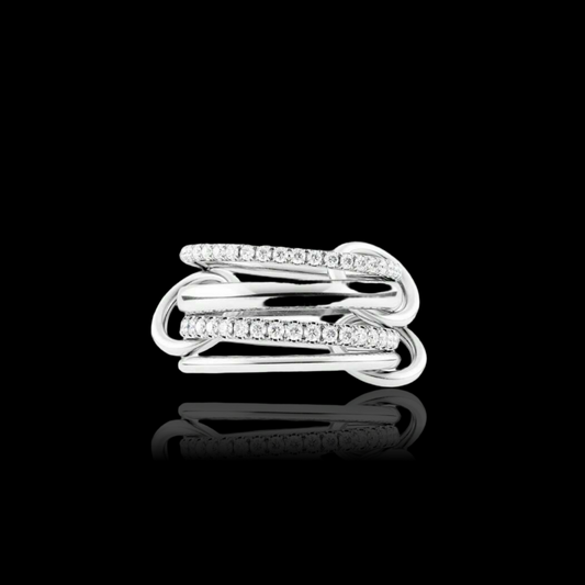 Gelati's Limited Edition - Signature Multilink VVS1 Moissanite Diamond Ring In 925 Silver & 18k Vermeil Gold Accents