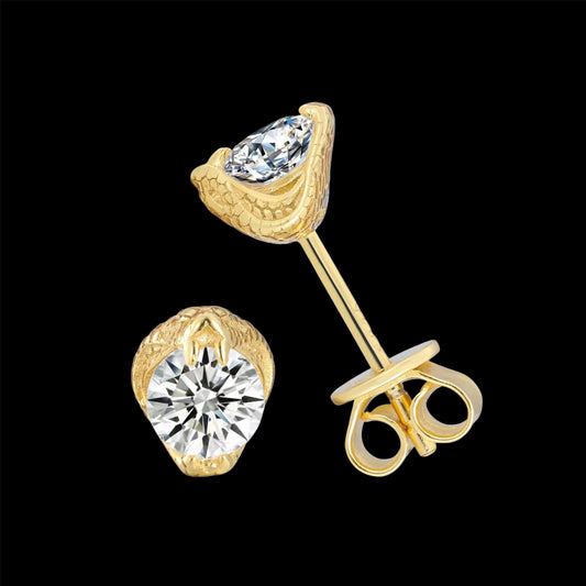Gelati's VVS1 Moissanite Diamond Snake Stud Earrings in 925 Sterling Silver & 18k Vermeil Gold