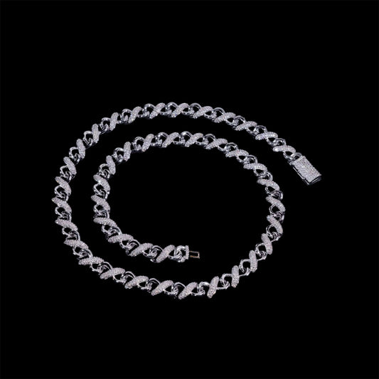 Gelati's Bespoke Two Tone 14MM Infinity Link VVS1 Diamond Cuban Necklace in 925 Sterling Silver & 18k Vermeil Gold