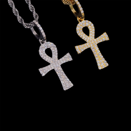 Gelati's Eye of horus Ankh-Cross Diamond Pendant in solid 925 sterling silver & vvs1 Moissanite Diamonds