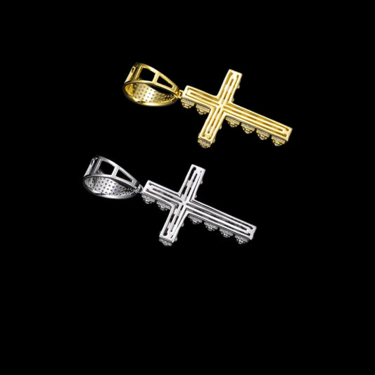 Gelati's Bespoke VVS1 Diamond Big Pointer " EL Gato" Cross Pendant in 925 Sterling Silver + Free 925 Silver Chain