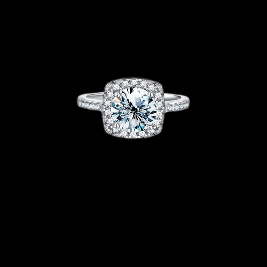 Gelati's Diamond Halo Square Cut Lovelink Ring in 925 Silver