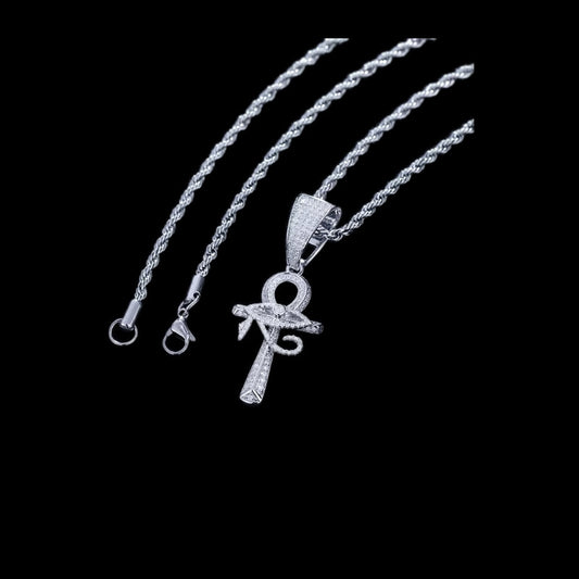 Gelati's Eye of horus Ankh-Cross Diamond Pendant in solid 925 sterling silver & vvs1 Moissanite Diamonds