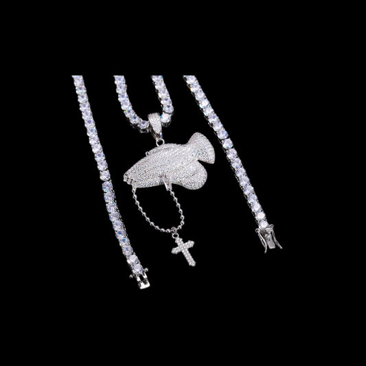 Gelati's Praying Hands Diamond Pendant with 18k Vermeil Gold Accents & Free 925 Silver Chain