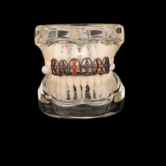 Gelati GRILLZ Bespoke "Dark Amber" 6 on 6 Black Titanium Set
