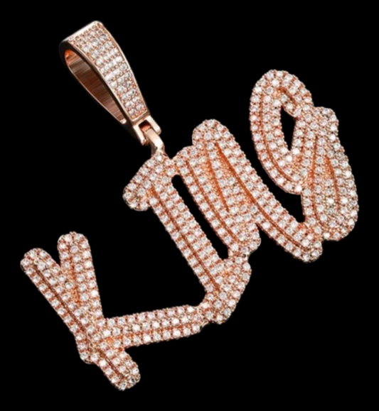 Gelati Custom "Handisgn Letter" Diamond Pendant in Solid Titanium & 18k Vermeil Gold + Free 925 Silver Rope Chain