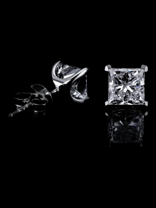 Gelati's Square-Baguette VVS1 Moissanite Diamond Earrings In 925 Sterling Silver - 18k Vermeil Gold Accents