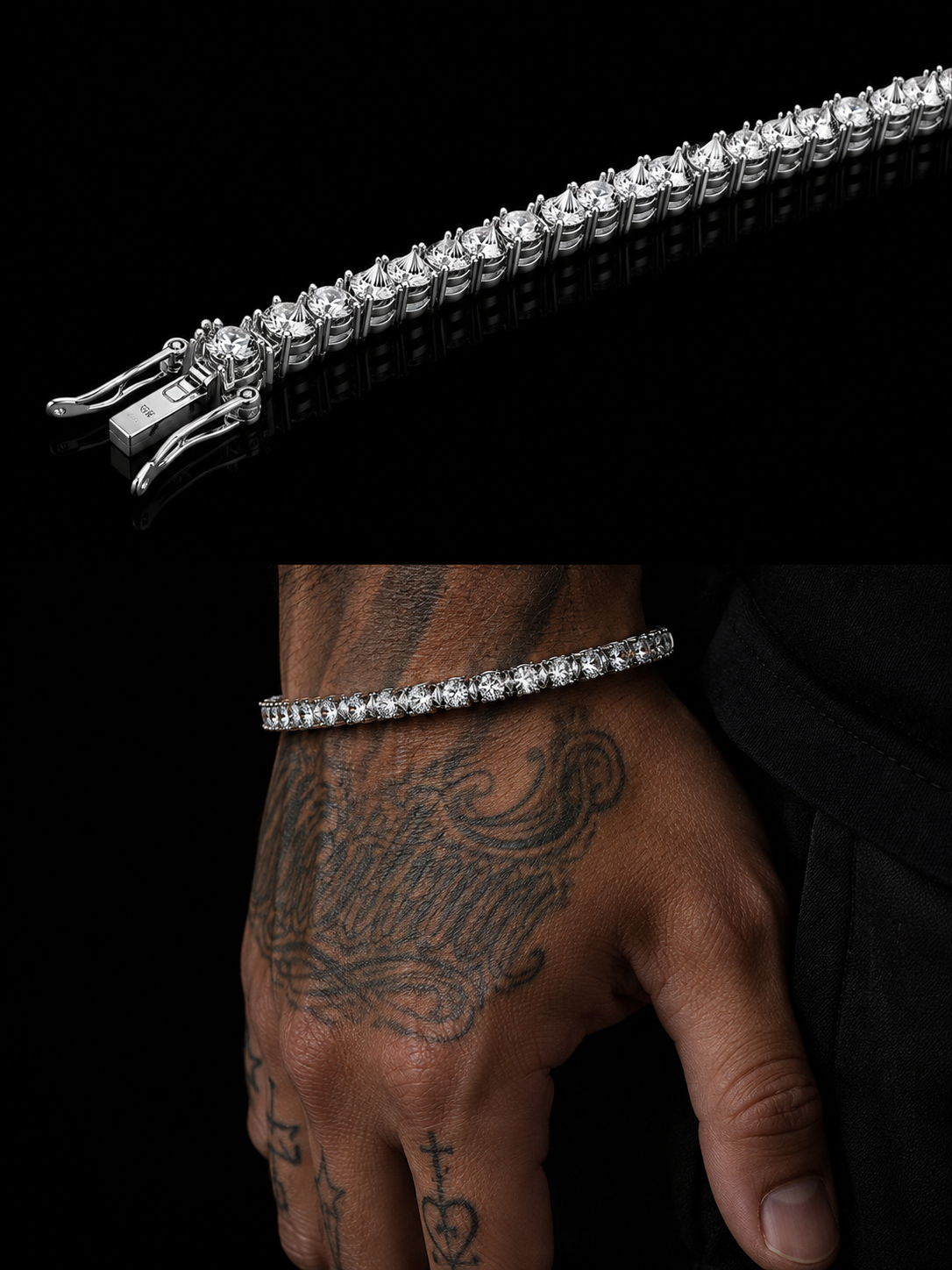 "La Punizione" Spiked Diamonds™ FL–IF D/F Lab Moissanite Tennis Bracelet – 18K Vermeil Gold & 925 Sterling Silver