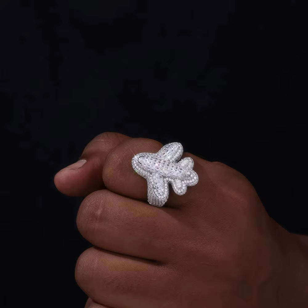 GELATI G6 PRIVATE JET DIAMOND RING | FL-IF FLAWLESS LAB MOISSANITE | BAGUETTE SETTING | 925 STERLING SILVER & 18K VERMEIL GOLD