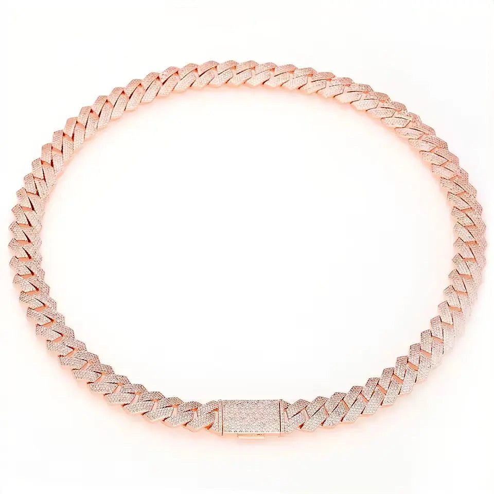 Gelati Micro Pave Setting HCD/VVS1 Moissanite |Diamond Titanium  Miami Square Necklace |18k Vermeil Gold