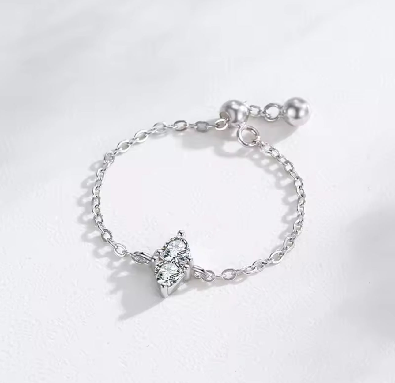 Gelati's Marquise Chain Link VVS1 Moissanite Diamond Ring in Sterling 925 Silver & 18k Vermeil Gold Inserts