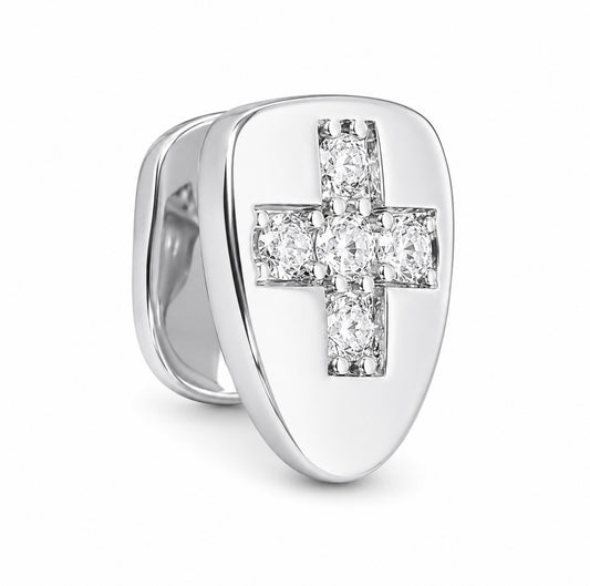 GELATI GRILLZ DIAMOND CROSS “INQUISITION” TOOTHCAP IN SOLID TITANIUM & 18K VERMEIL GOLD