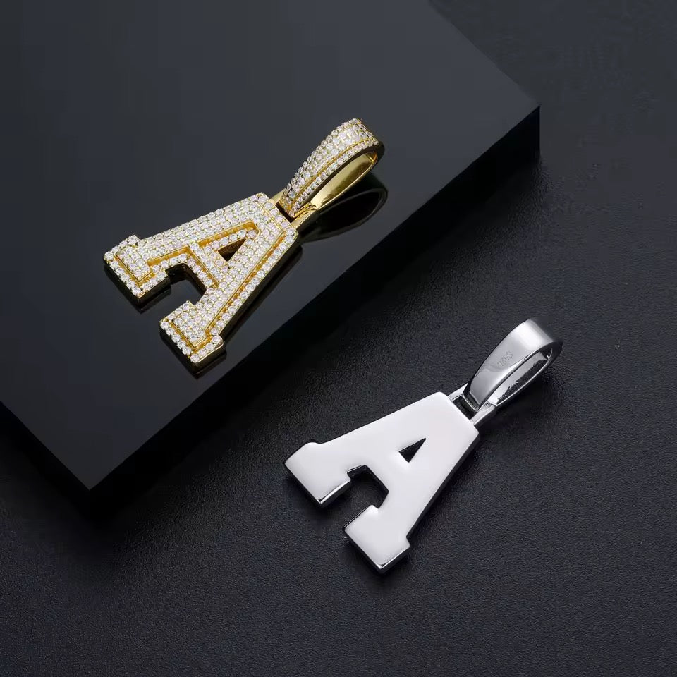 GELATI™ CUSTOM ROMAN DIAMOND LETTER PENDANT | MICRO PAVÉ & TRIPLE SOLID BACK LAYER + FREE SILVER CHAIN