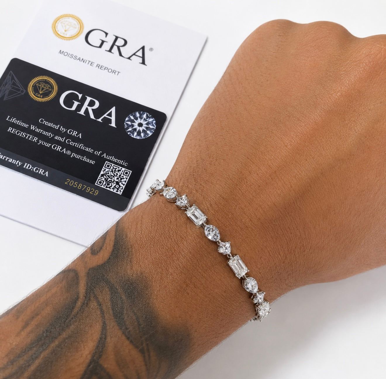 BESPOKE MULTI CUT TENNIS BRACELET – DVVS1/HCD MOISSANITE (PEAR & BAGUETTE), 925 SILVER & 18K VERMEIL GOLD