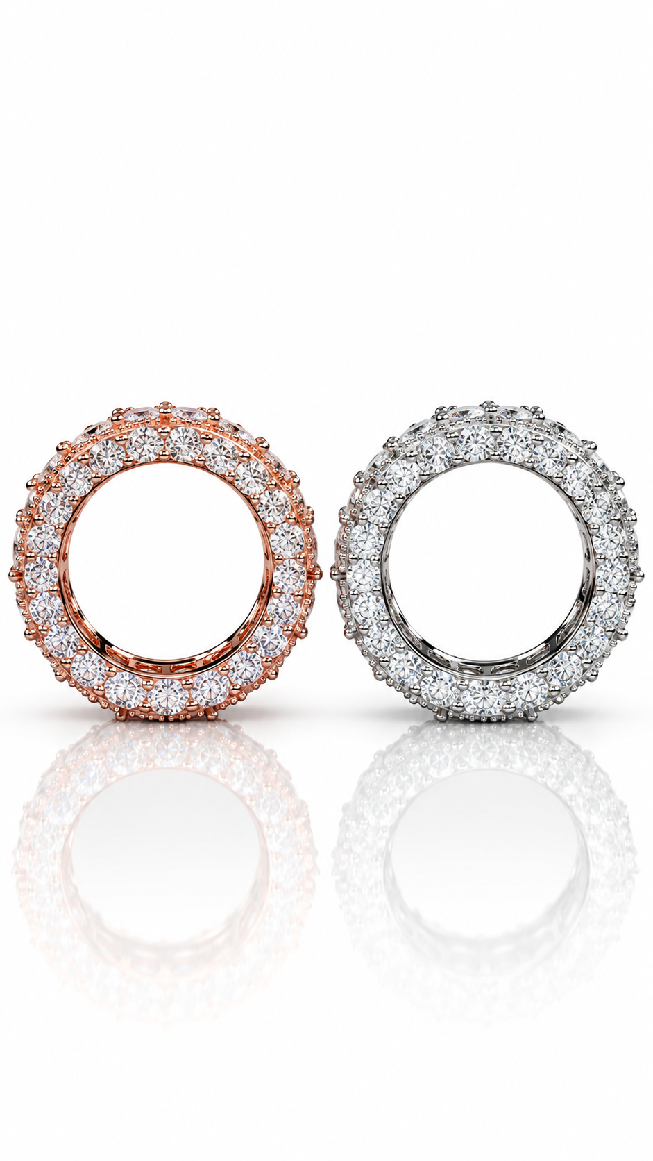 Gelati " Sottozero "Baguette Galaxy Setting Diamond Eternity Band | FL-IF Lab Moissanite | 925 Sterling Silver | 18K Vermeil