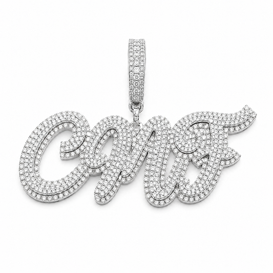 GELATI CURSIVE™ CUSTOM DIAMOND PENDANT| Solid Titanium |18K Vermeil Gold | DVVS1 Moissanite | CB Diamonds