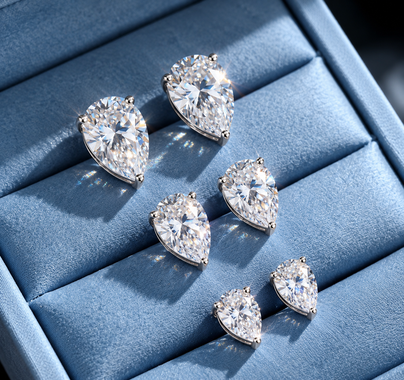 Gelati Bespoke ANGELIC PEAR CUT DIAMOND EARRINGS 
FL-IF | Flawless Lab Moissanite D-Color 3EX Cut | 925 Sterling Silver | 18K Vermeil Gold