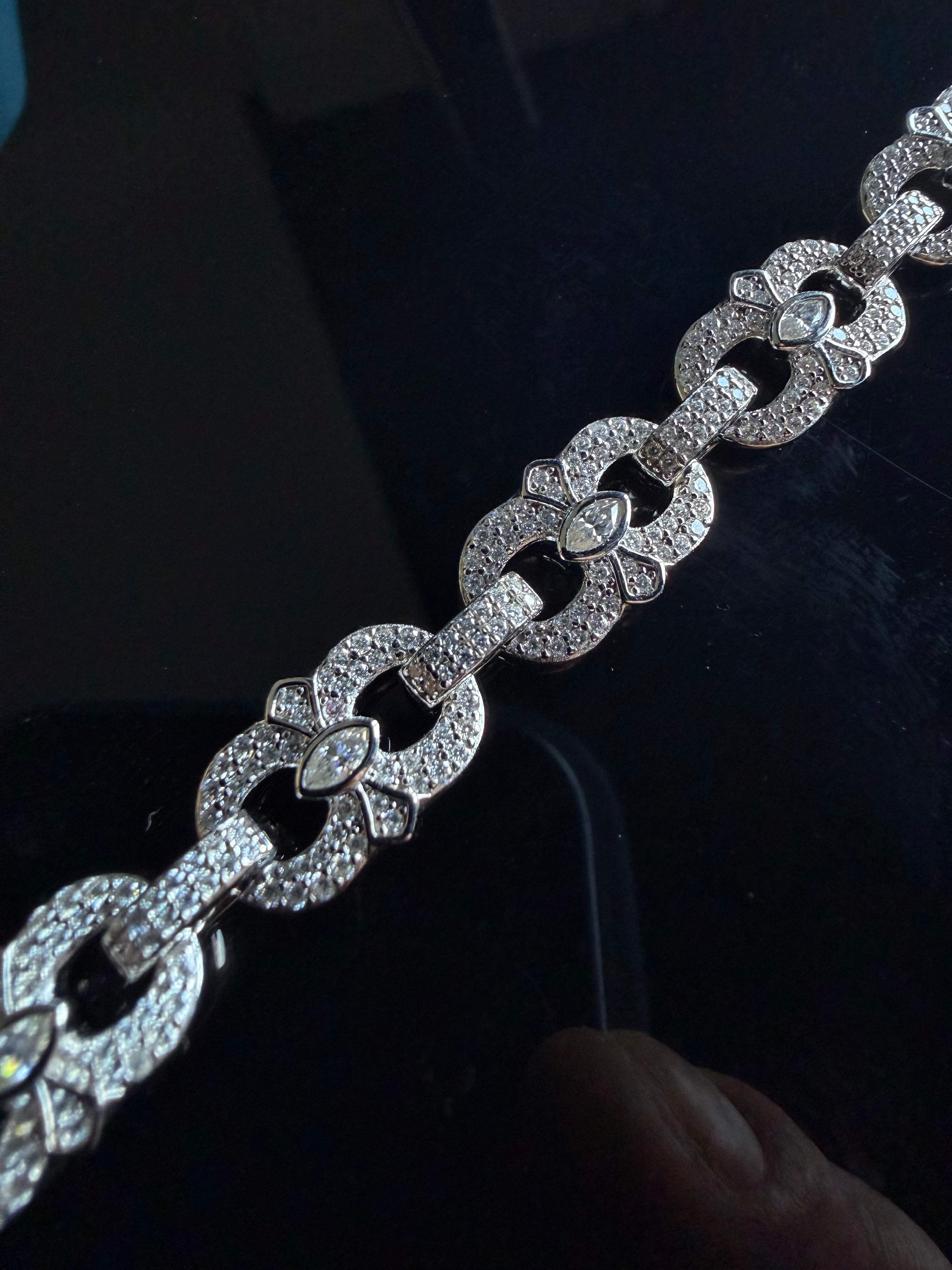 Gelati's Infinity Link & Marquise Cut Hybrid VVS1 Diamond Bracelet in solid 925 Sterling Silver & 18k Vermeil Gold Inlay