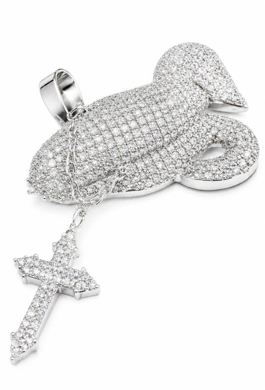 “PREY ON THE WEAK” CARBON DIAMOND PENDANT – TITANIUM & 18K VERMEIL