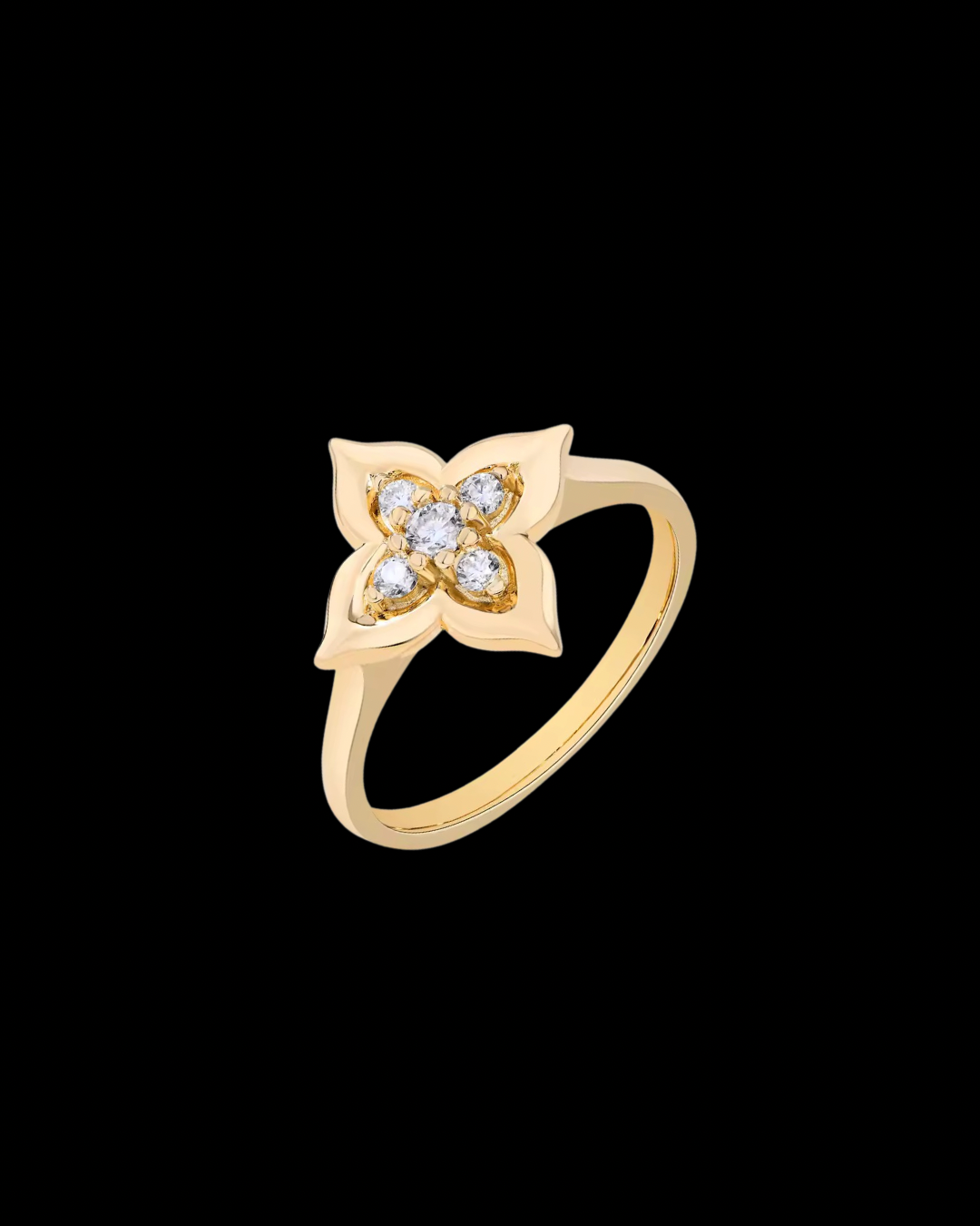 Gelati's Lucky Four Leaf Clover 1,5 CT Infinity VVS1 Moissanite Diamond Prongue Ring in Sterling 925 Silver & 18k Vermeil Gold Inserts