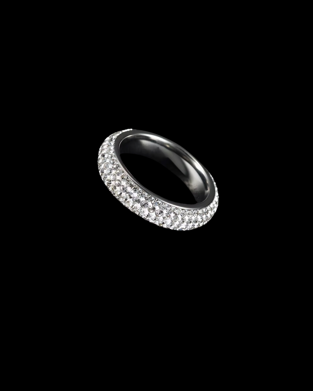 Gelati's 4MM Micro Pave Carbon Diamonds Titanium & Vermeil 18k Layers Infinity Band