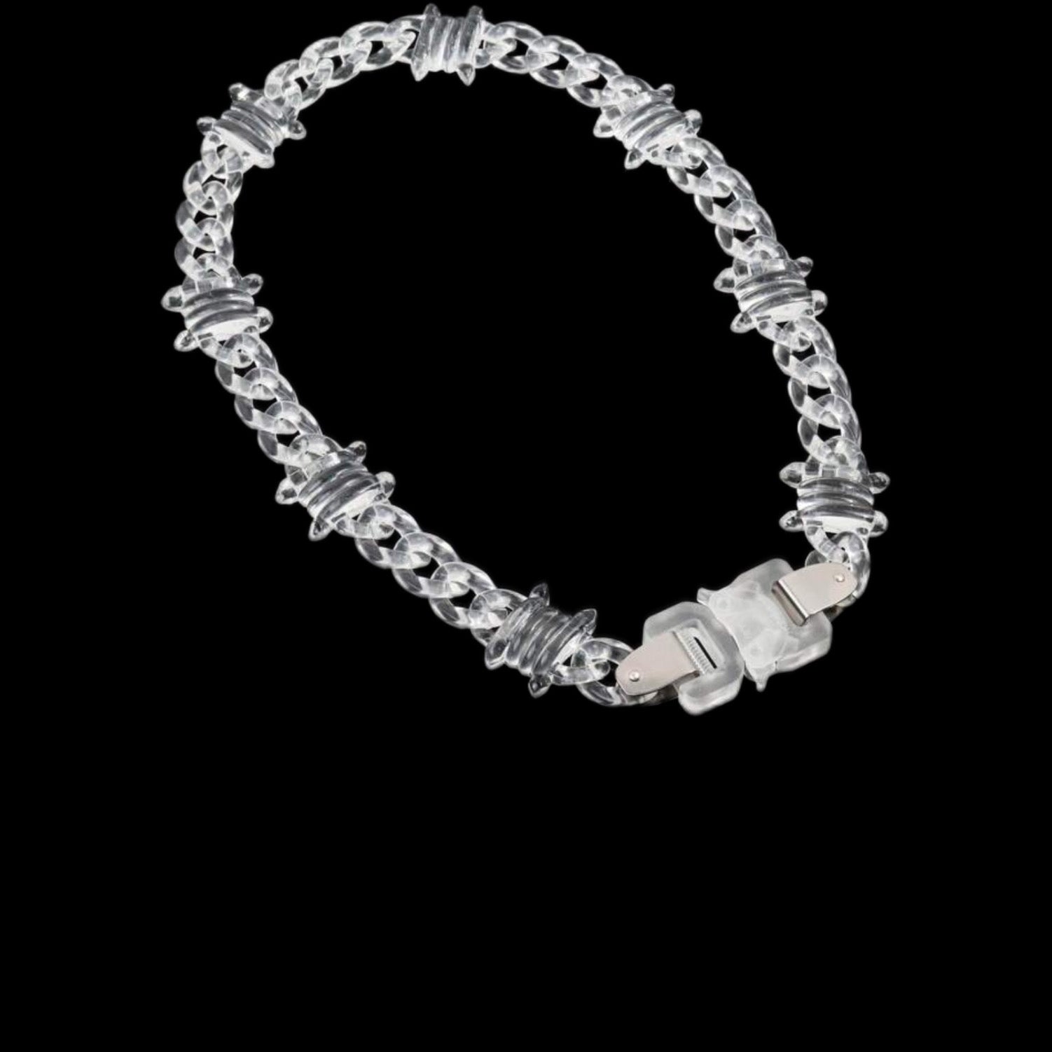 Gelati Noire Diamond Acrylic Barbed Wire Necklace Safelock Clasp
