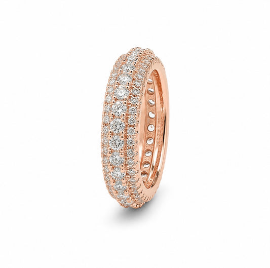 AUREON TRI-ROW ETERNITY RING – CARBON DIAMONDS, TITANIUM & 18K ROSE VERMEIL