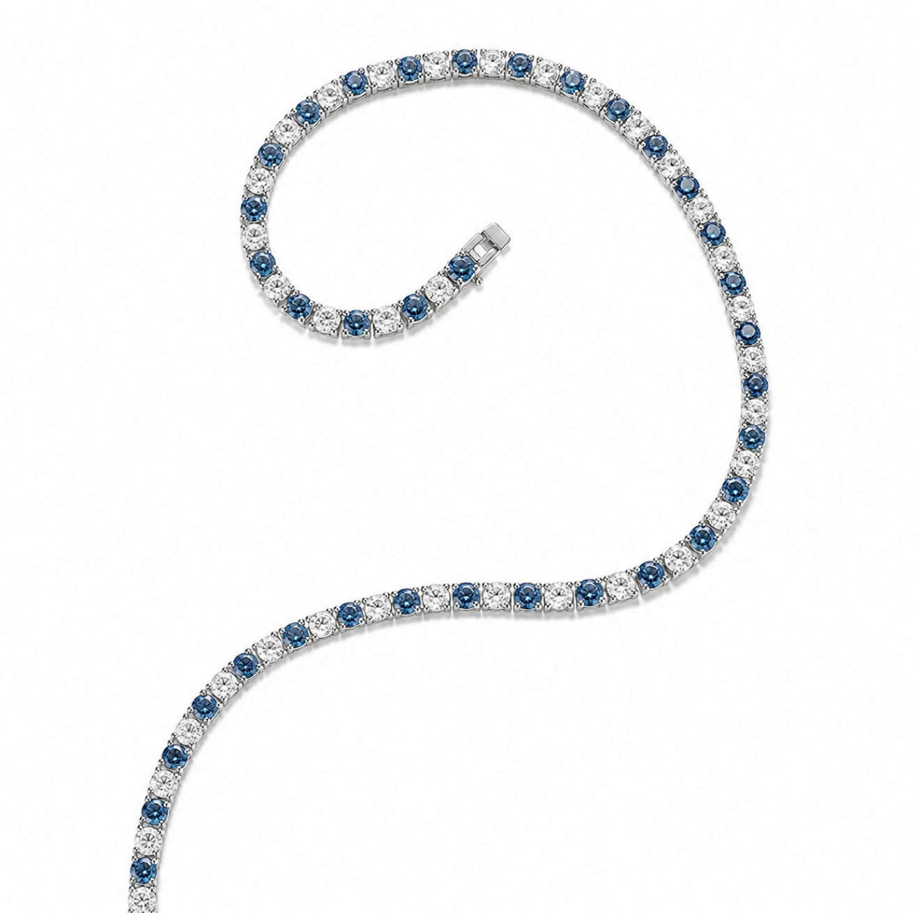 GELATI’S BLUE SAPPHIRE “LUCE DI NOTTE” TENNIS CHAIN & BRACELET – FEATURING SYNTHETIC SAPPHIRES & 18K VERMEIL GOLD INSERTS