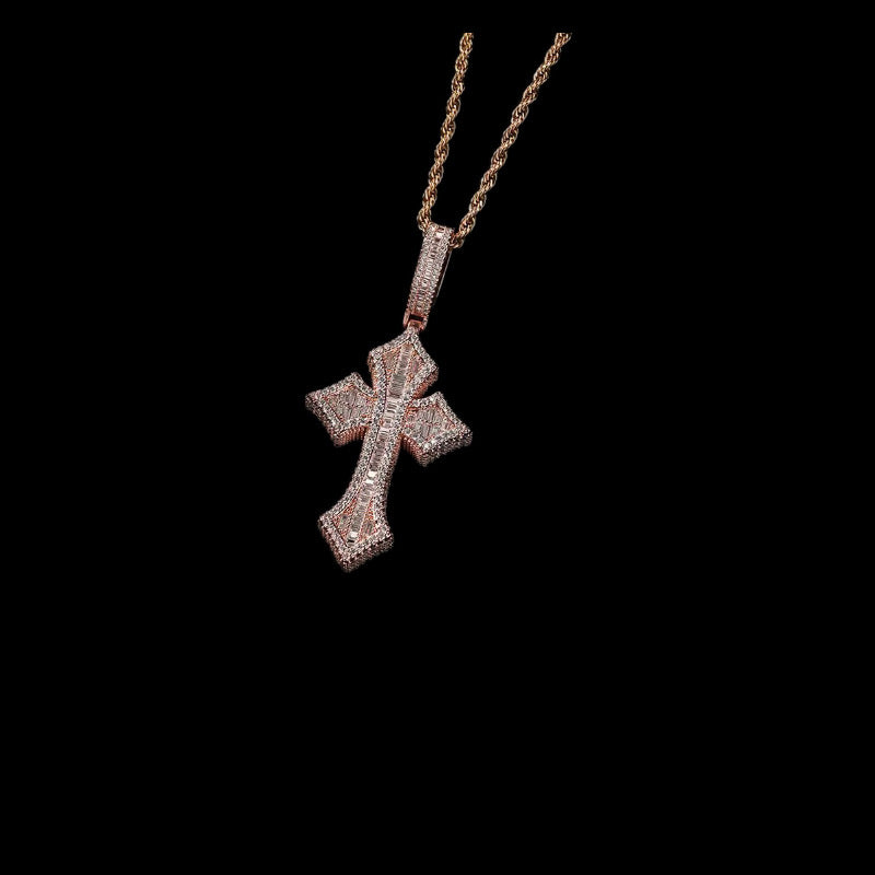 Gelati's Crusade Micro Pave Diamond Cross Pendant in Solid Titanium & 18k Vermeil Gold Accents