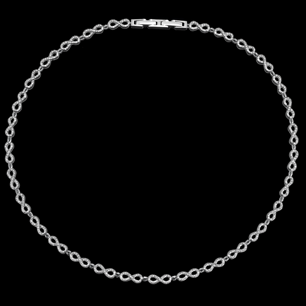 Gelati's Carbon Diamonds 7MM Infinity Link Necklace In 925 Sterling Silver & Titanium - 18k Vermeil Gold Inserts