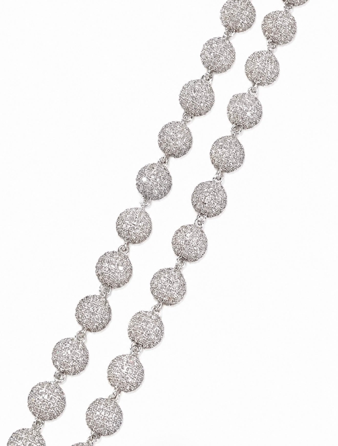 GELATI’S SIGNATURE MICRO PAVE FLAWLESS 10MM DIAMOND BEADS NECKLACE IN STEEL & 18K VERMEIL GOLD INSERTS