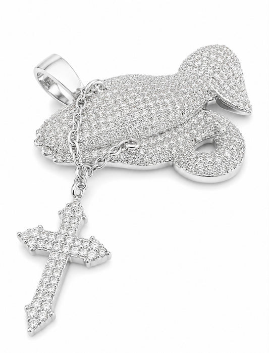 “PREY ON THE WEAK” CARBON DIAMOND PENDANT – TITANIUM & 18K VERMEIL