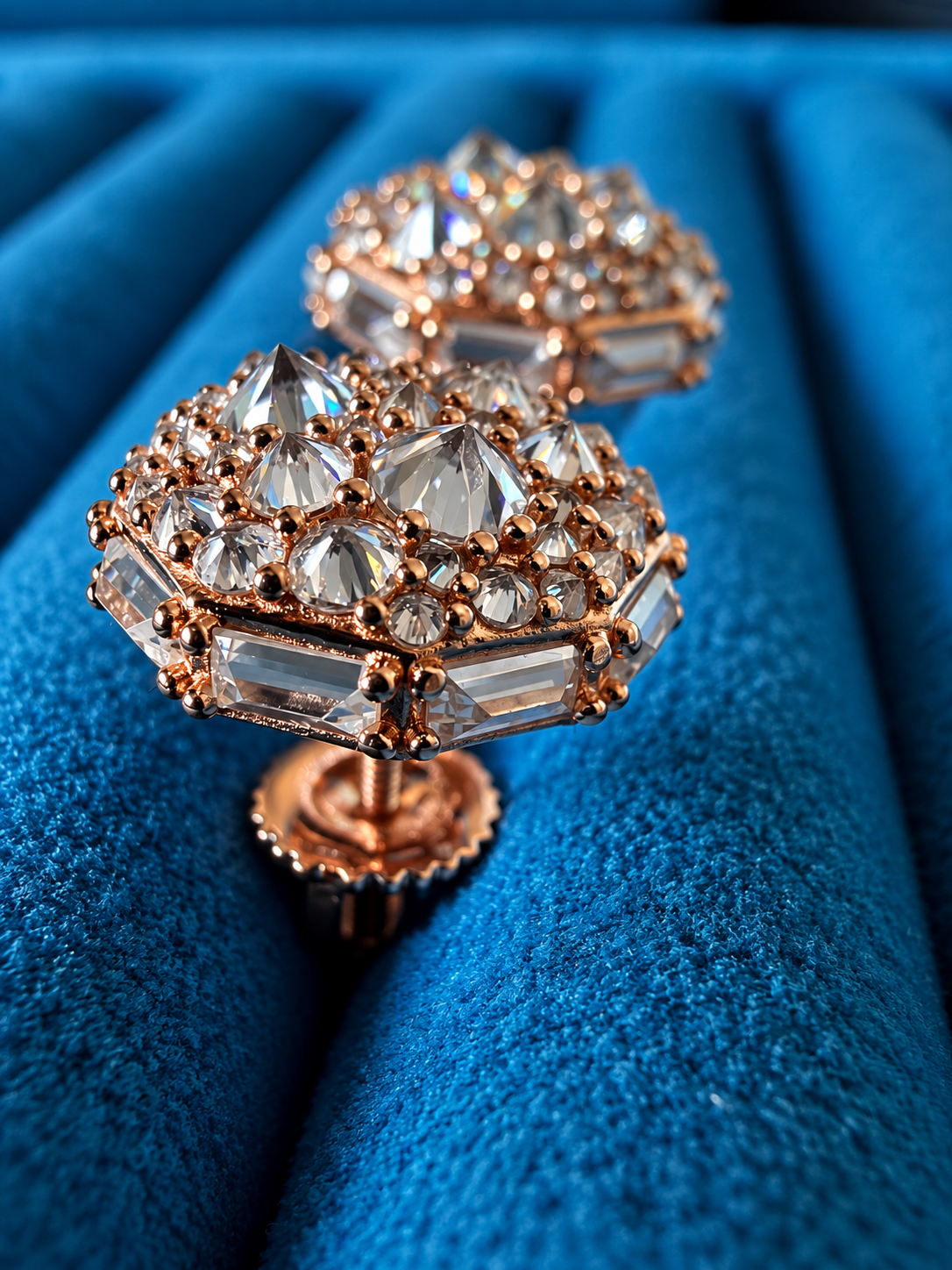 GELATI LIMITED | V2 BAGUETTE SPIKED DIAMONDS METEORIC EARRINGS |FL-IF LAB MOISSANITE | 925 Silver | 18K Vermeil